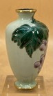 Japanese Meiji Moriage Cloisonn   Vase W  Grapes And Leafage Motifs