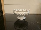 Vintage Fenton Hobnail Footed Milk Glass Epergne Candle Bowl Centerpiece 6 Hole