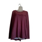 Lucky Brand Womens Waffle Knit Lace Yoke Top Burgundy Long Sleeve 7w06970 Larg