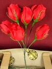 2 Dozen Vintage Silk Red Roses Millinery 7  Stems Nos