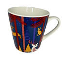 Starbucks 2017 Holiday Winter Forest Deer   Rabbit Mug 18 Oz Blue Red Trees Rare