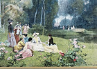 Vntg Original French Impressionist Lithograph Garden Scene Signed Victor Gilbert