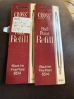 2 Vintage Cross Ink Pen Ball Point Refill 8514 Nos Black Ink Fine Point