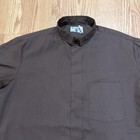 Friar Tuck Shirt 15 1 2 Brown Clergy Tab Collar  Short Sleeve Button Front Shirt