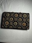 Vintage Black Velvet And Silk Embroidered Zardozi Zari Gemstone Clutch India
