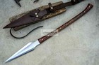 Cuatom Handmade Forged Carbon Steel Spear Hunting Spear Throwing Spear Full Tang