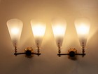 Pair Of Double Perspex Sconces French Vintage Mid-century Modern Wall Lights