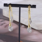 Signed Alexis Bittar Ab Gold Orbiting Lines Crystal Encrusted Drop Earrings