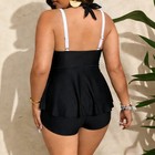 Black-and-white Contrast Bow Strap Slip-style One-piece Swimsuit