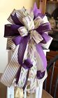 10   Tan   Purple Floral Handmade Wired Bow For Wreath Basket Lantern   236 Rb