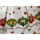 Vintage 1950s Christmas Half Apron Mcm Ornament Print Carolers Reindeer White
