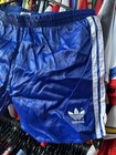 Vintage Adidas Nylon Sprinter Shorts Blue Shiny Glanz Retro 80s 90s Trefoil Rare