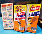 Vintage Boxes Of Carnival Straws Glad Flexible Red  White   Blue  Straws Clown
