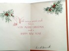 Vintage 1940s Holiday Christmas Greeting Card Pine Bells Season s Greetings