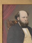 Victorian Hand Painted Glass Photograph Portrait Full Plate Pair 1870s Framed