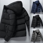 Men Warm Thickened Down Cotton Coat Hooded Long Sleeve Outerwear Jacket Zipper