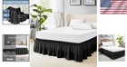 Queen Bed Skirt Elastic Wrap Around Dust Ruffle Microfiber Black 18 Inch