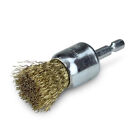 1  Crimped Wire End Brush Brass Coated 1 4  Hex Shank Drill Die Grinder - 5 Pack