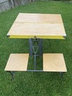 Vintage  handy  Suitcase Folding Picnic Table   Chair Set Milwaukee Stamping Co 