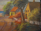 Oil Painting Nautical Nantucket Cottages Sailboats Signed Carl Roth