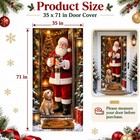 Christmas Door Cover 35 X 71 Inch  Santa And Dog Front Door Decorations Festive