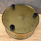 Vtg Floral Embossed Fruitcake Tin Guildcraft New York Black   Gold W  Wood Legs