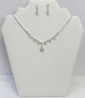 Silver Teardrop Rhinestone Crystal Necklace Set Prom Bridal Evening Wedding New