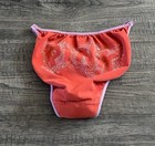 Vintage Victoria s Secret Pink Orange S Graphic Double String Bikini Small Rare