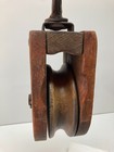 Hudson Antique Wood Barn Farm Nautical Pulley Block And Tackle Primitive Decor