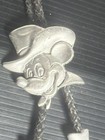 Vintage Mickey Mouse Cowboy Bolo Tie Necklace Disneyland Pewter Western Boot