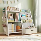 Kids Bookshelf And Toy Storage Organizer  White Book Shelf For Kids Room With   