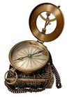 -  joshua 1-9  Brass Sundial Compass With Leather Case And Chain - Steampunk    