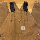 Carhartt Double Knee Overalls Youth 12 Brown Jumpsuit Canvas Distressed Workwear