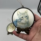 Vintage Set Of 2 Cat Oval Framed Cat Portrait  Ornaments   Wall Decor