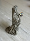 Vintage Pewter Sunglo Death Ghost  Figurine W  Crystal Ball Approx  2 75  Tall