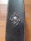Antique Ebony Clothes Brush Silver Medallion