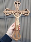 Vintage 70s Wood Carved Crucifix