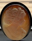 Fine 925 Pendant Silver Oval Shell Cameo Brooch Natural Beige Cream Beauty Theme