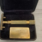 Vintage Gold Gillette Cigarette Safety Razor Set W  Case Usa Made 