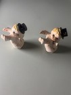 Vintage Relco Japan Ceramic Angels With Top Hats Figurines - Mcm Kitsch