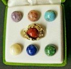 Vintage Goldtone Nugget  Ring Changeable Synthetic Stones New Size 5