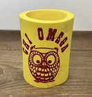 Vintage Chi Omega Foam Koozie Sorority Beer Drink Holder Yellow Owl Logo
