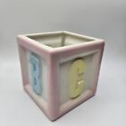 Vintage Ceramic Baby Block Planter 5  Square Cni usa Nursery Decor