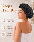 Shower Cap Reusable Waterproof Hair Cap Black Large Elastic Band Dry Hair