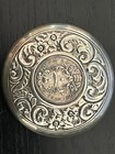 Antique English Sterling   Cut Glass Trinket Jar W  18th Cty Vatican Silver Coin
