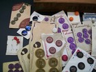 Antique  Vintage Sewing Buttons Mixed Lot In Cheroots Havana Wood Box