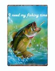 Large Mouth Bass Fishing Time Metal Tin Sign Wholesale Plaques