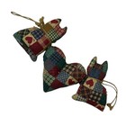 Vtg Patchwork Quilted Heart Cat Pillow Button Eyes Hanging Decor Cottage Core