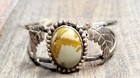 Vintage  Native American Navajo Sterling Silver Agate Cuff Bracelet
