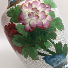 Vintage Chinese Cloisonne Vase 7  White Ground Peony Floral Enameled Brass